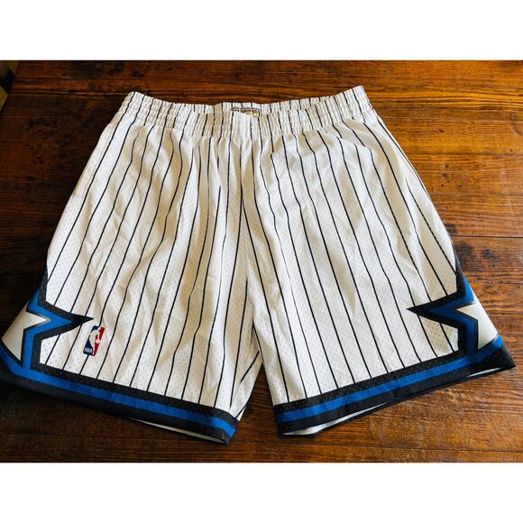 Authentic MITCHELL & NESS NBA ORLANDO MAGIC STRIPED SHORTS ADULT SIZE 2XL - Picture 1 of 8